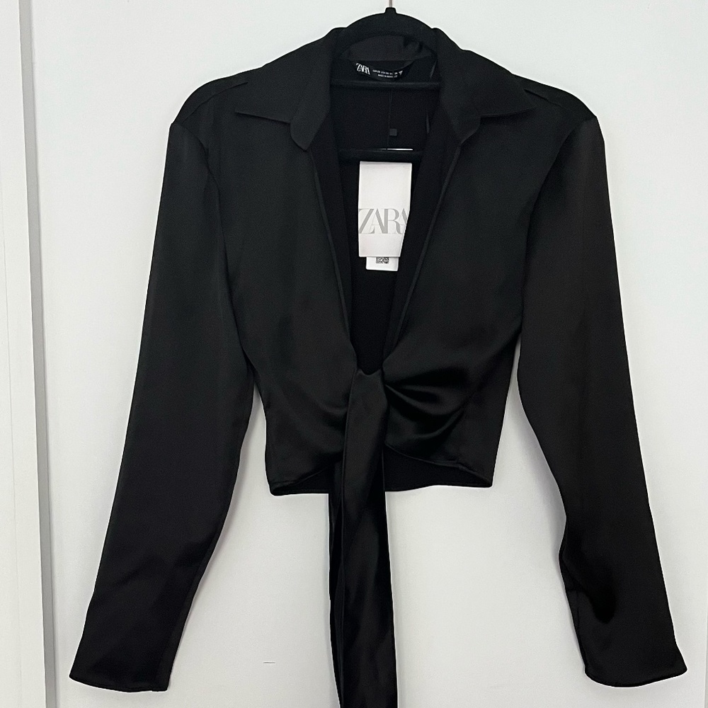 NEW W/ TAG Zara Satin Effect Tied Top - Size XS